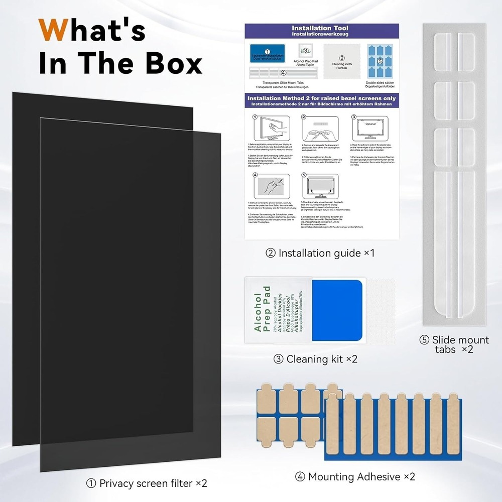 23.8"‎ Computer Privacy Filter 2-Pack Anti-Blue Light Anti-Glare Removable 16:9 - Picture 13 of 13